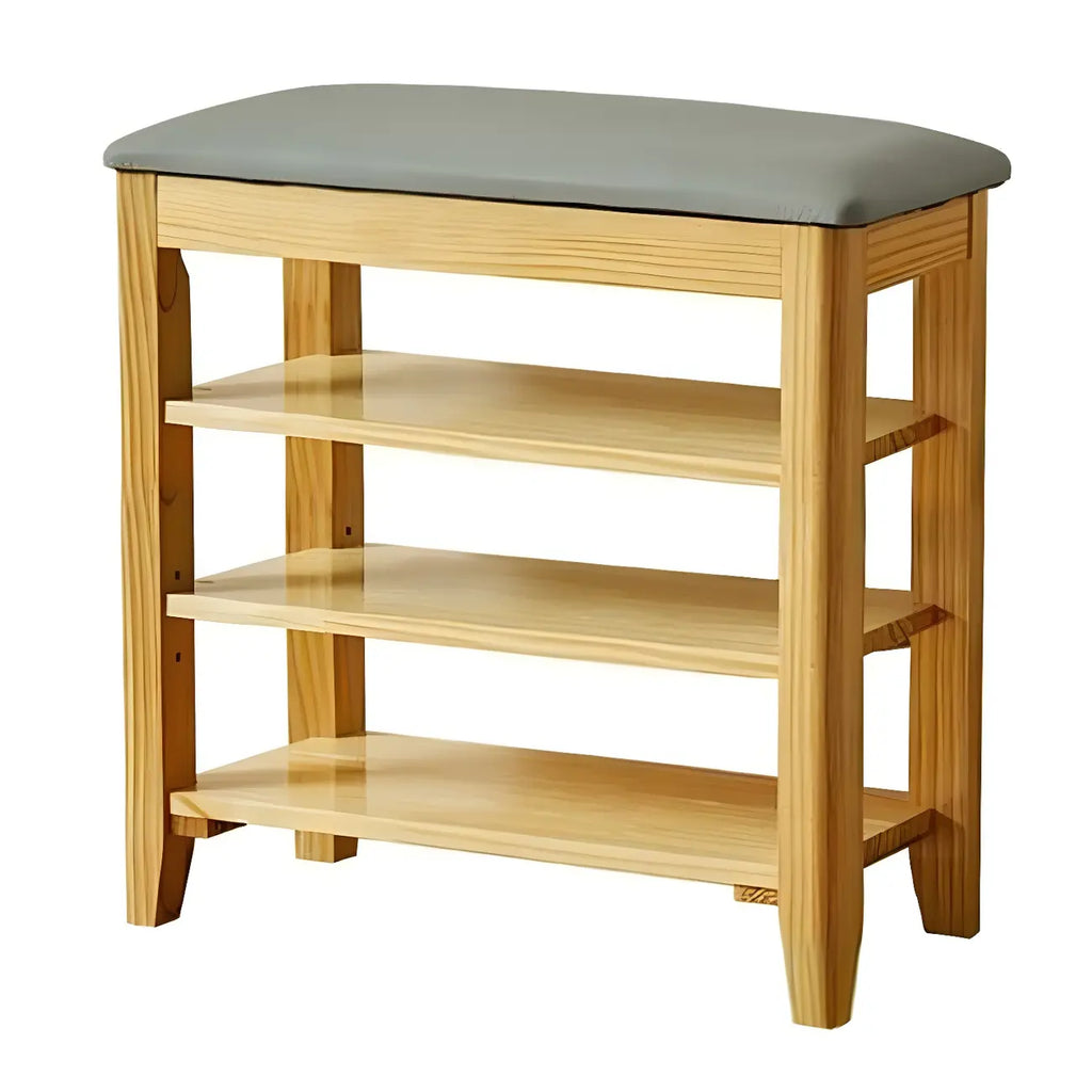 Entryway Walnut Wooden Adjustable Shoe Storage Bench