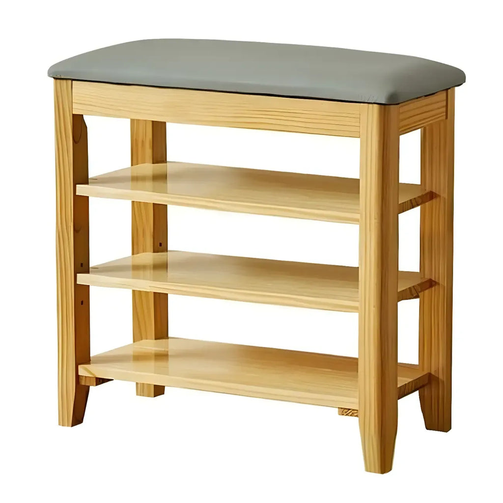Entryway Walnut Wooden Adjustable Shoe Storage Bench
