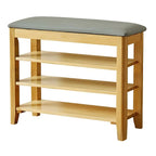 Entryway Walnut Wooden Adjustable Shoe Storage Bench