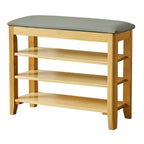 Entryway Walnut Wooden Adjustable Shoe Storage Bench