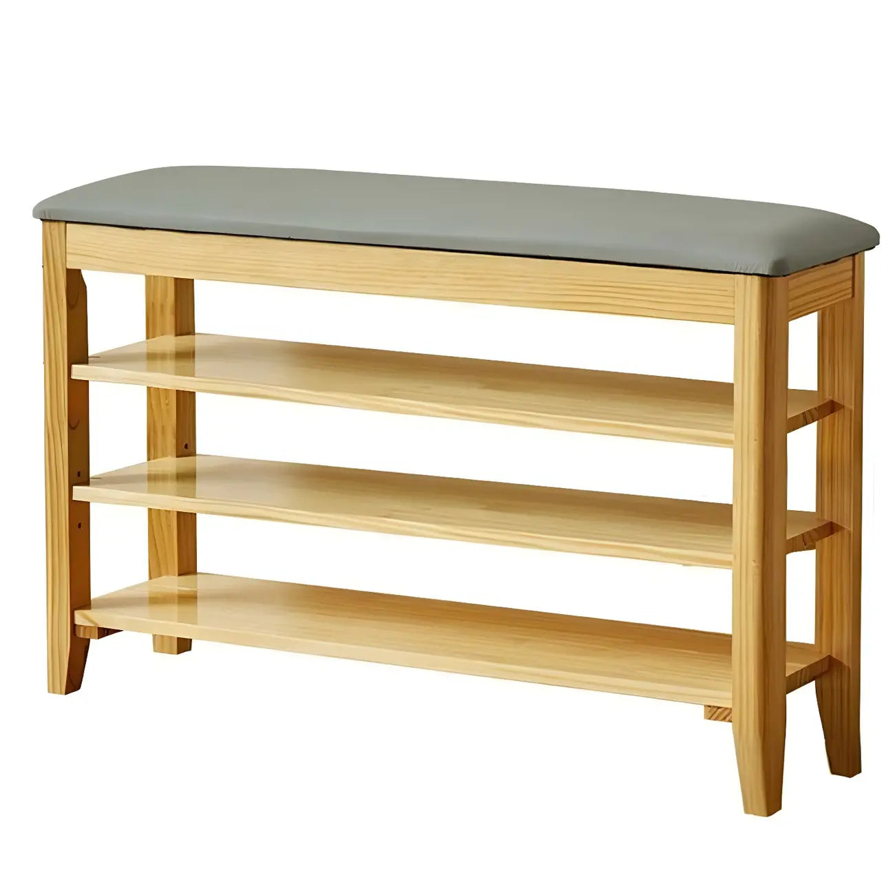 Entryway Walnut Wooden Adjustable Shoe Storage Bench