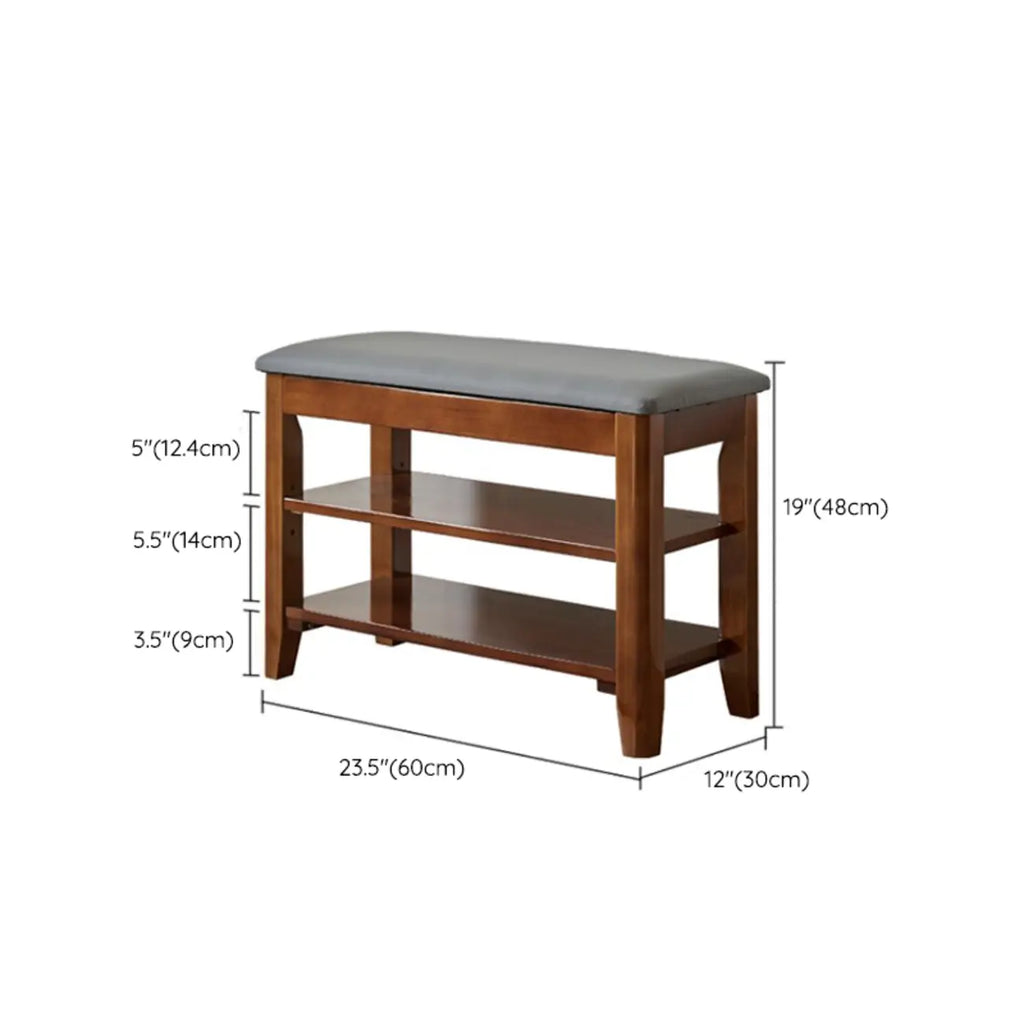 Entryway Walnut Wooden Adjustable Shoe Storage Bench