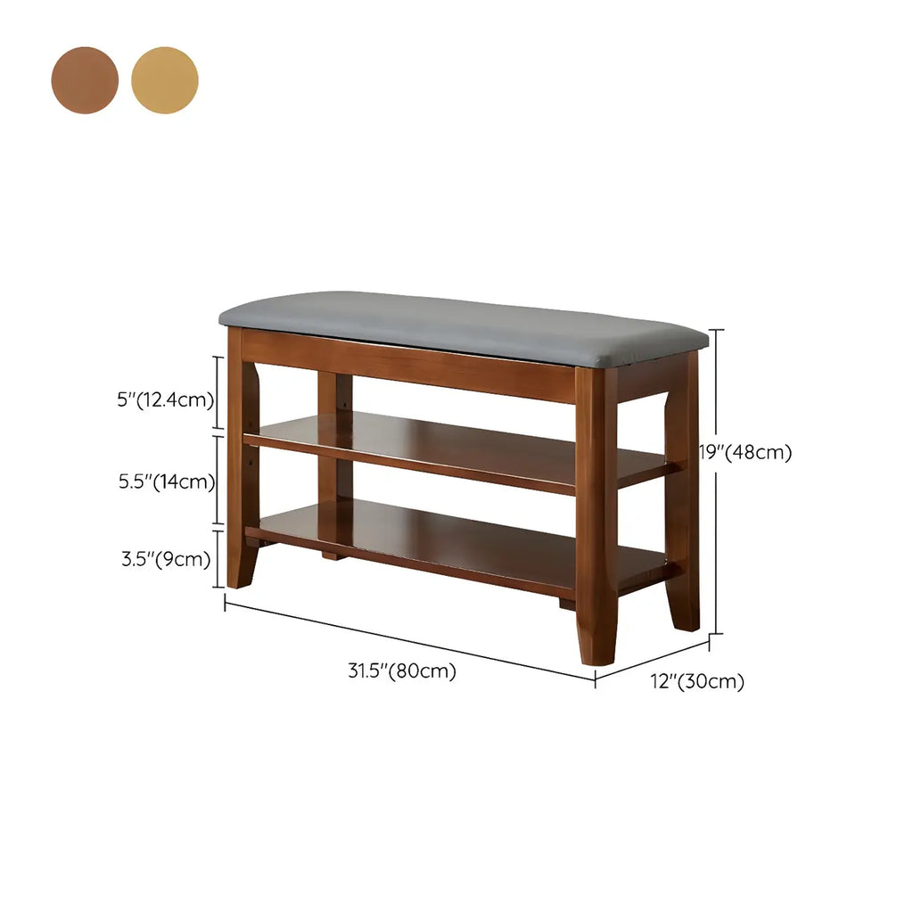 Entryway Walnut Wooden Adjustable Shoe Storage Bench