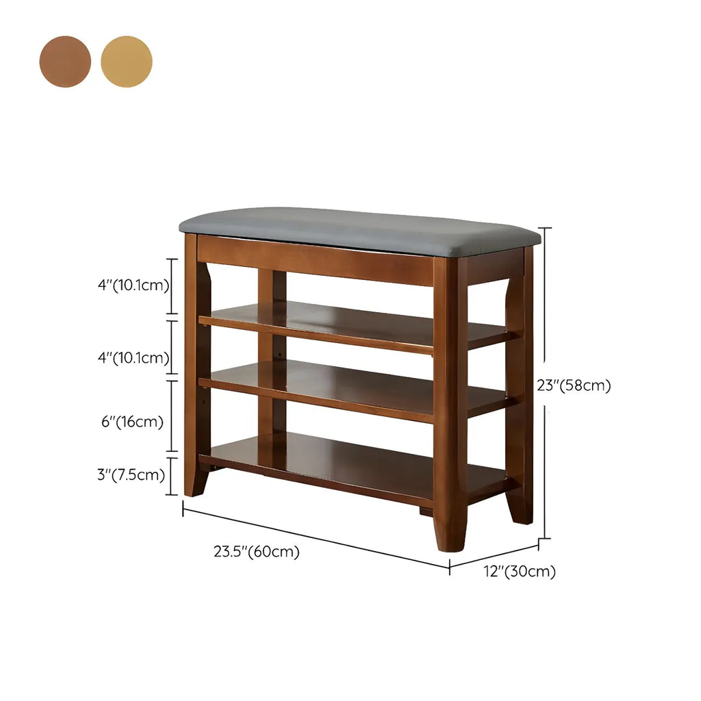 Entryway Walnut Wooden Adjustable Shoe Storage Bench