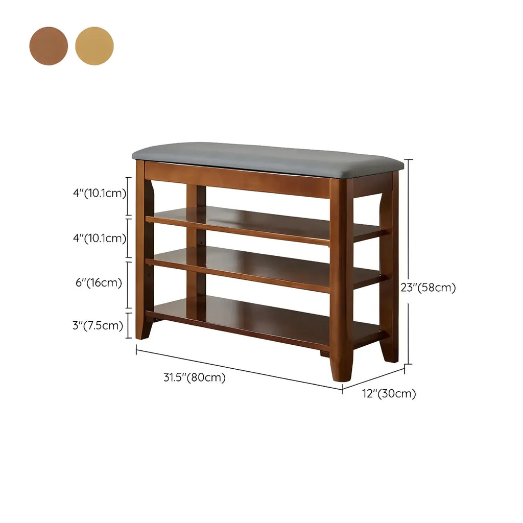 Entryway Walnut Wooden Adjustable Shoe Storage Bench