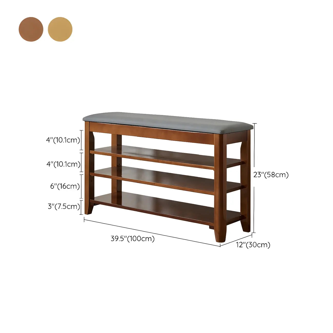 Entryway Walnut Wooden Adjustable Shoe Storage Bench