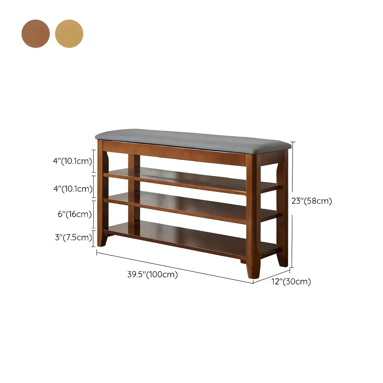 Entryway Walnut Wooden Adjustable Shoe Storage Bench