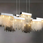 Glamorous Silver Steel Crystal Island Pendant Light for Dining