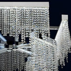 Glamorous Silver Steel Crystal Island Pendant Light for Dining