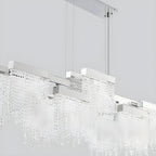 Glamorous Silver Steel Crystal Island Pendant Light for Dining