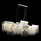 Glamorous Silver Steel Crystal Island Pendant Light for Dining