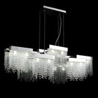 Glamorous Silver Steel Crystal Island Pendant Light for Dining