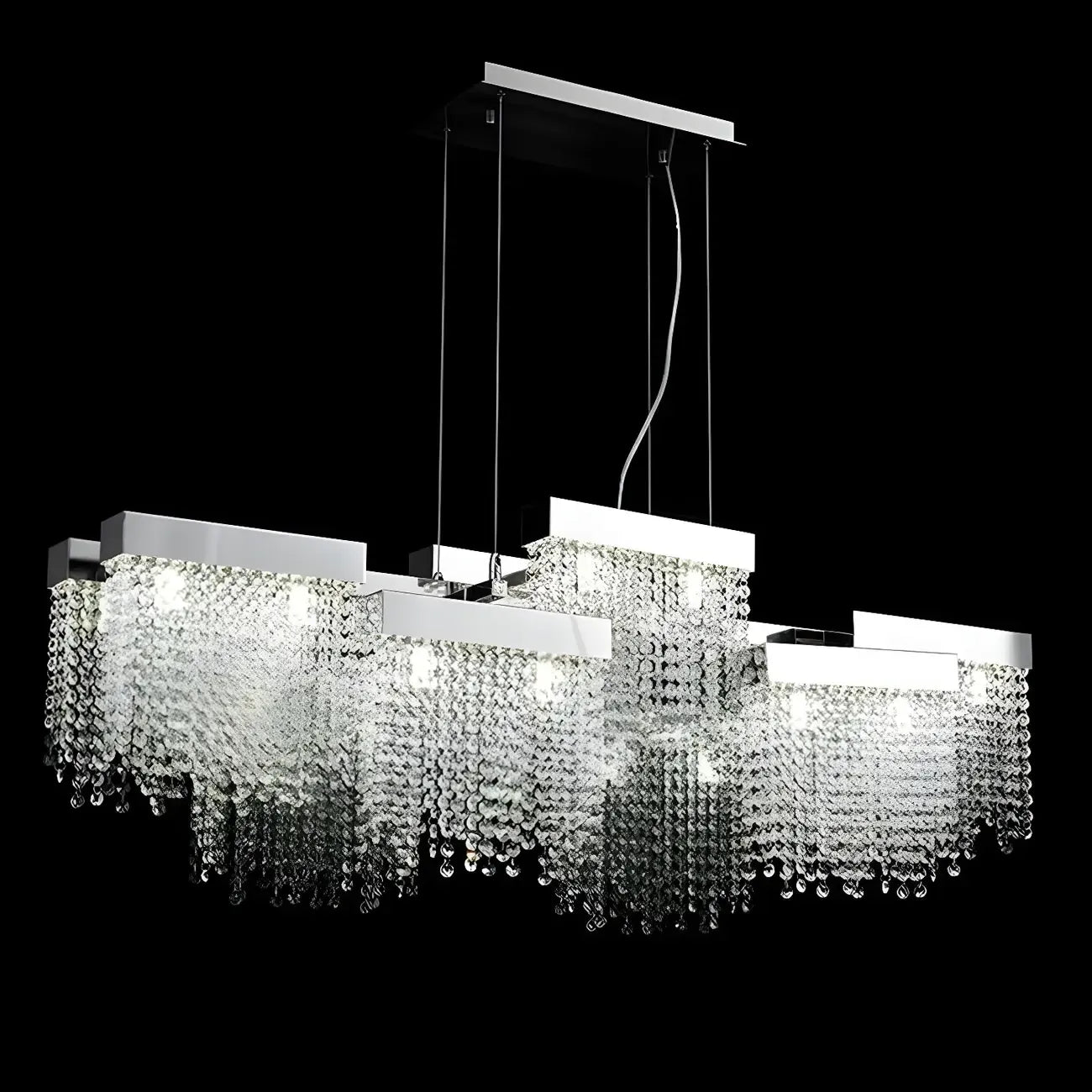 Glamorous Silver Steel Crystal Island Pendant Light for Dining