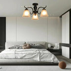 Vintage Black Glass 3-Light LED Semi Flush Ceiling Light