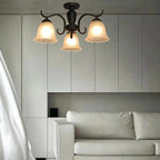 Vintage Black Glass 3-Light LED Semi Flush Ceiling Light