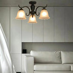 Vintage Black Glass 3-Light LED Semi Flush Ceiling Light
