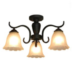 Vintage Black Glass 3-Light LED Semi Flush Ceiling Light