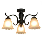Vintage Black Glass 3-Light LED Semi Flush Ceiling Light