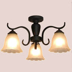 Vintage Black Glass 3-Light LED Semi Flush Ceiling Light