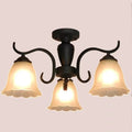 Vintage Black Glass 3-Light LED Semi Flush Ceiling Light