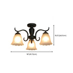 Vintage Black Glass 3-Light LED Semi Flush Ceiling Light