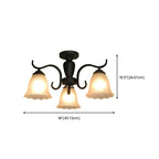 Vintage Black Glass 3-Light LED Semi Flush Ceiling Light