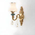 Vintage Brass Dual Arm Wall Sconce with Crystal Accents
