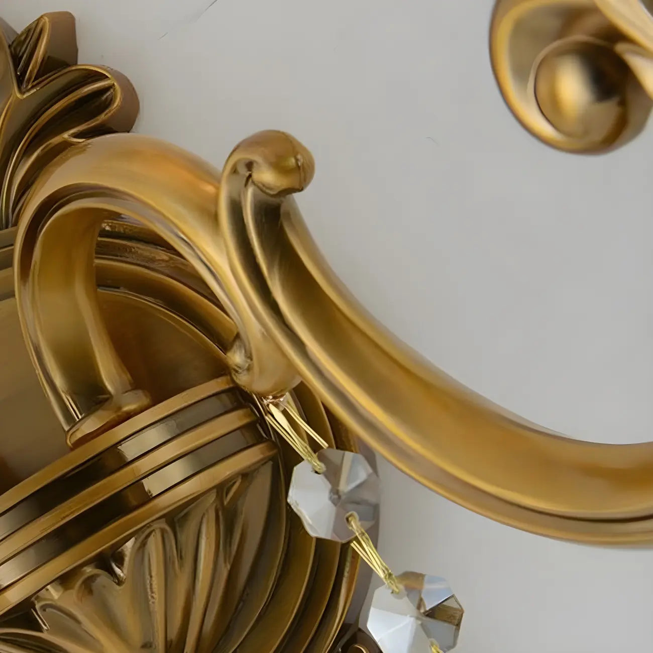 Vintage Brass Dual Arm Wall Sconce with Crystal Accents