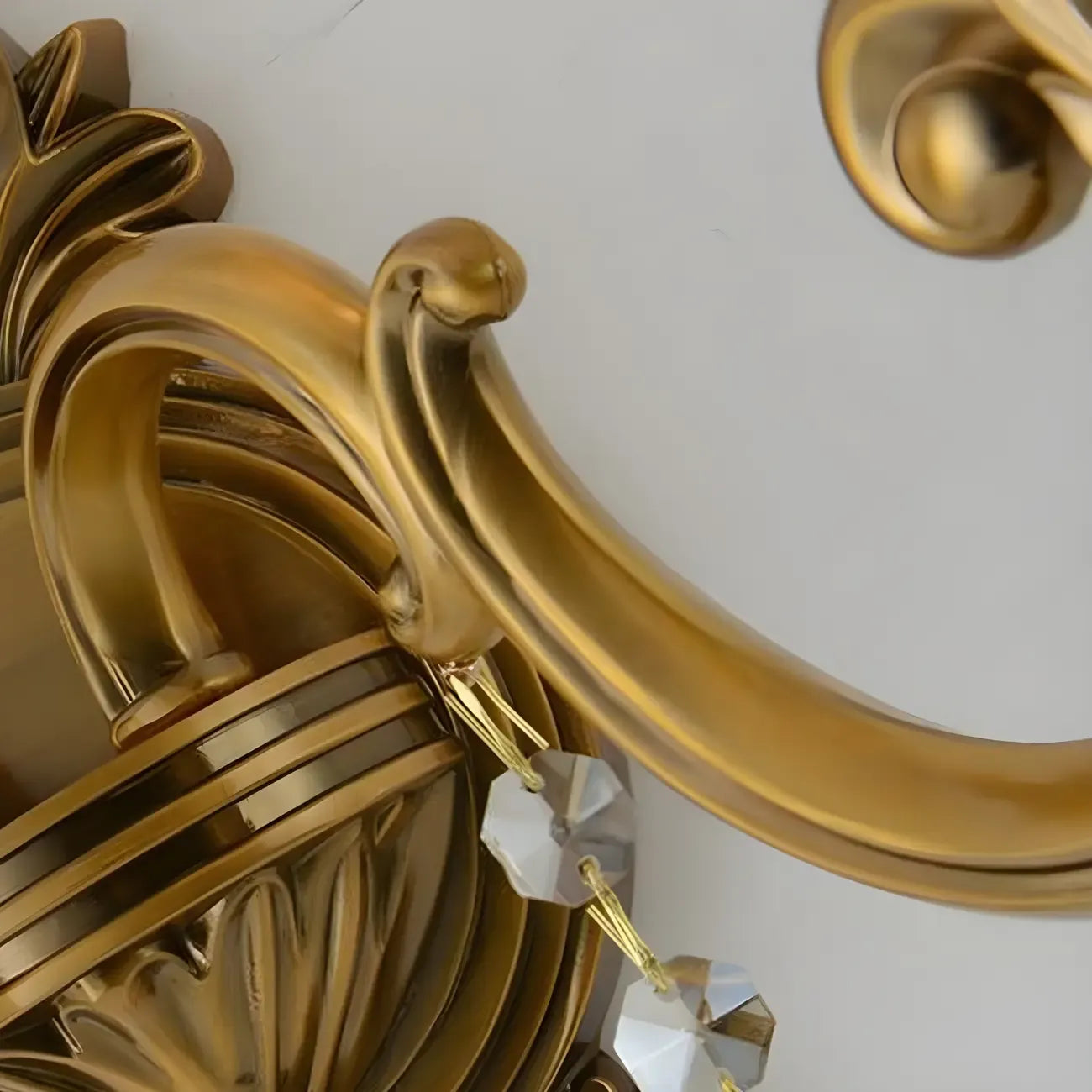 Vintage Brass Dual Arm Wall Sconce with Crystal Accents