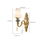 Vintage Brass Dual Arm Wall Sconce with Crystal Accents
