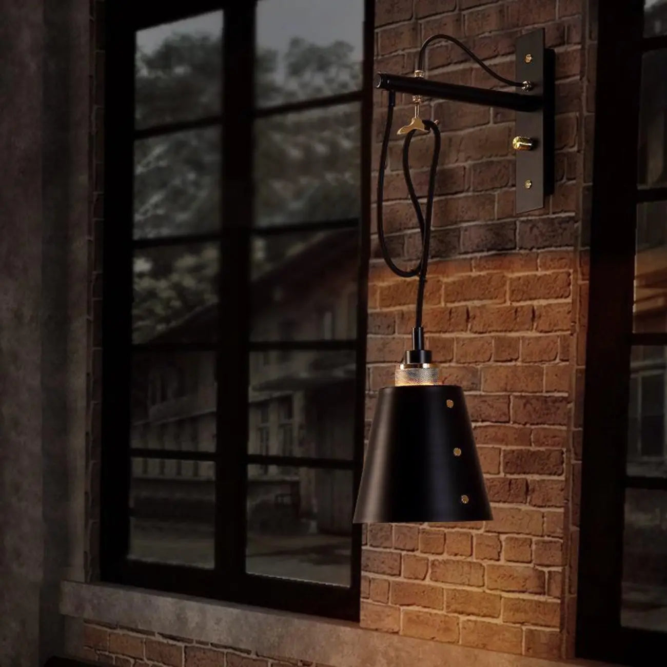 Industrial Metal Black Swing Arm Wall Light