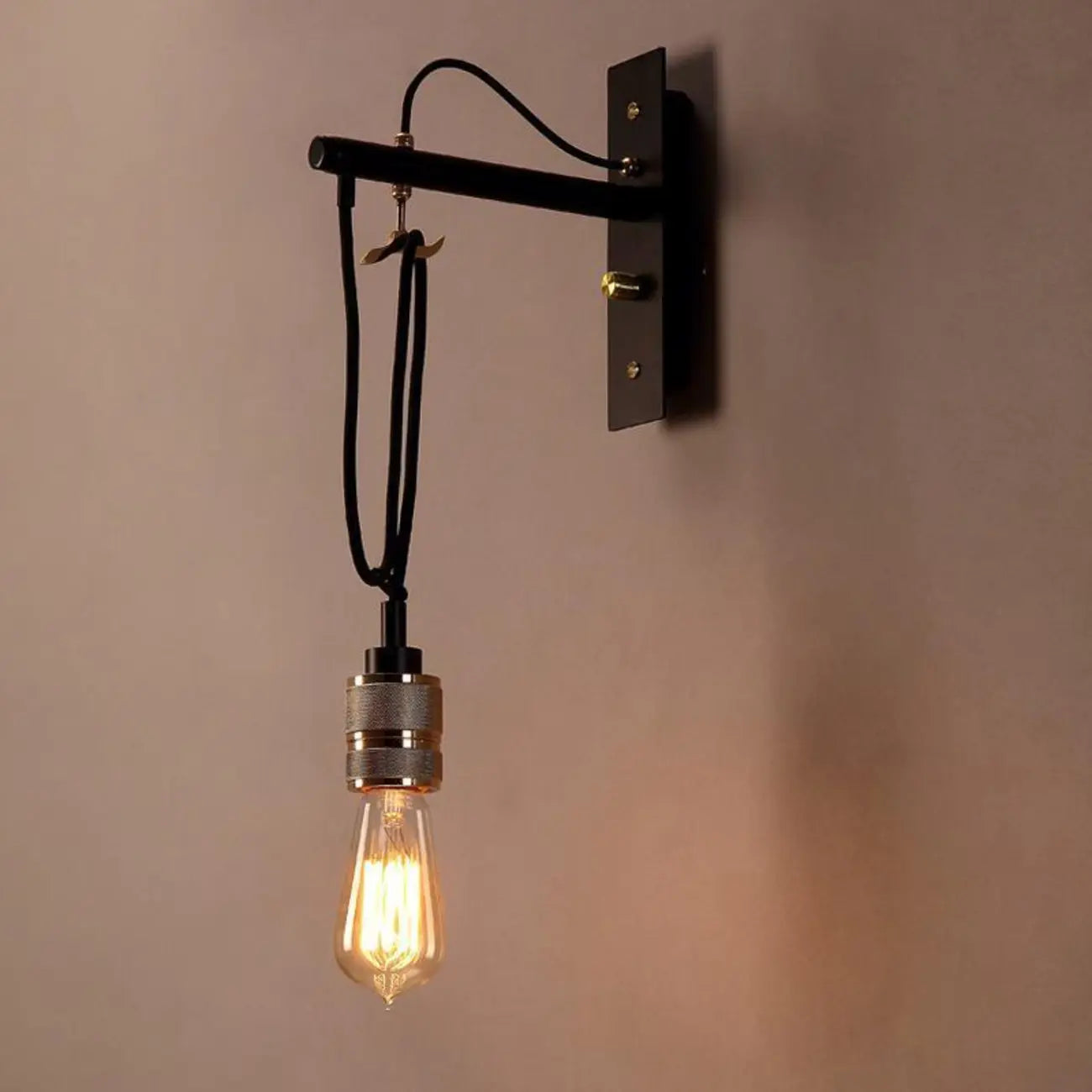 Industrial Metal Black Swing Arm Wall Light
