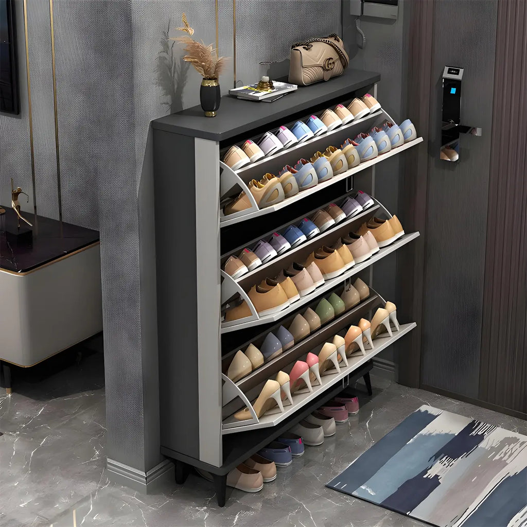 Entryway Grey/White Drop Front Shoe Storage Cabinet