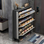 Entryway Grey/White Drop Front Shoe Storage Cabinet