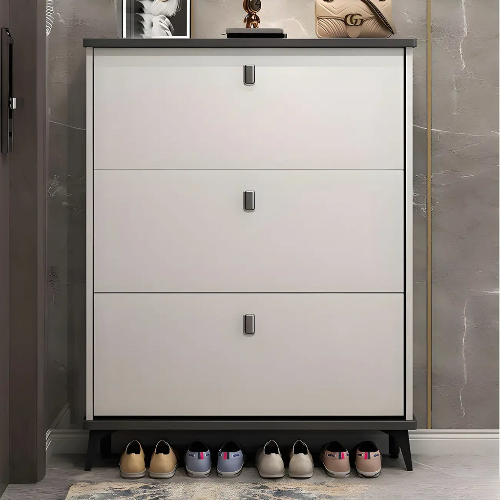 Entryway Grey/White Drop Front Shoe Storage Cabinet