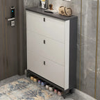 Entryway Grey/White Drop Front Shoe Storage Cabinet
