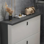 Entryway Grey/White Drop Front Shoe Storage Cabinet