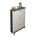 Entryway Grey/White Drop Front Shoe Storage Cabinet