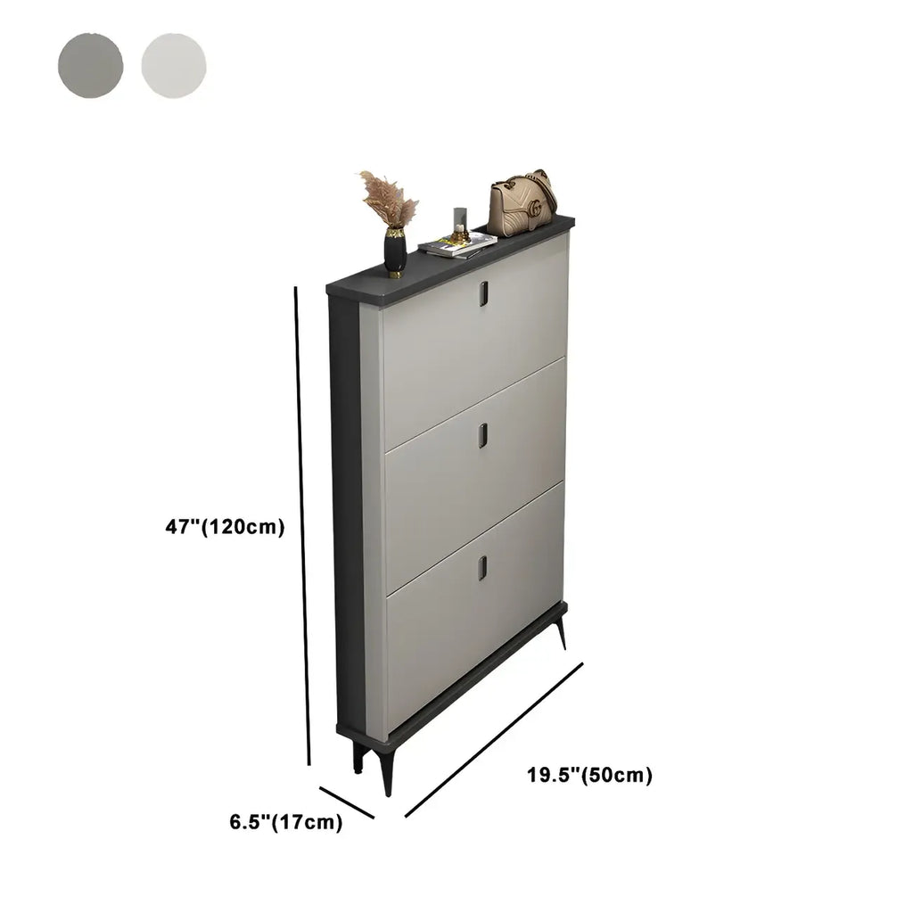 Entryway Grey/White Drop Front Shoe Storage Cabinet