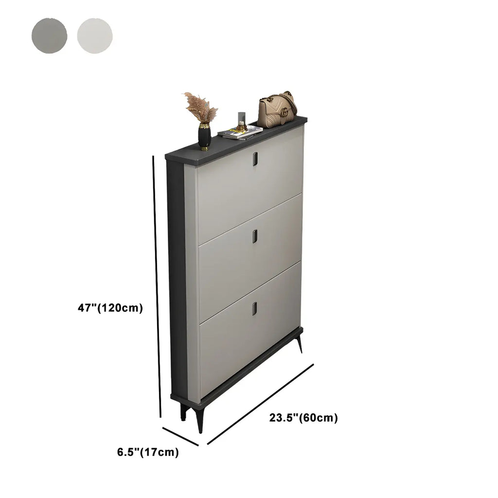Entryway Grey/White Drop Front Shoe Storage Cabinet