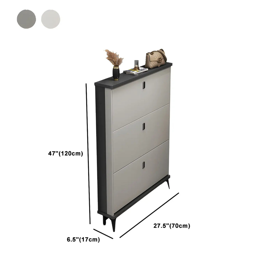 Entryway Grey/White Drop Front Shoe Storage Cabinet