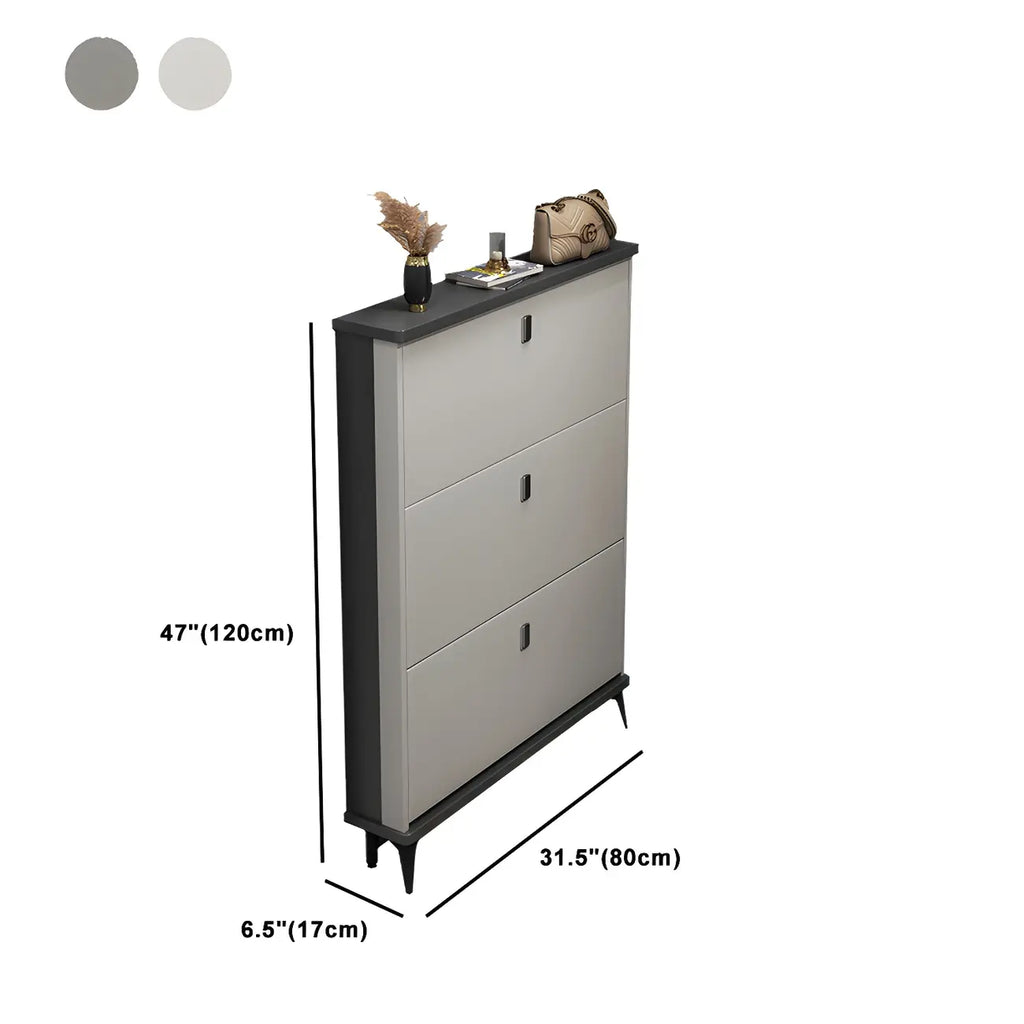 Entryway Grey/White Drop Front Shoe Storage Cabinet