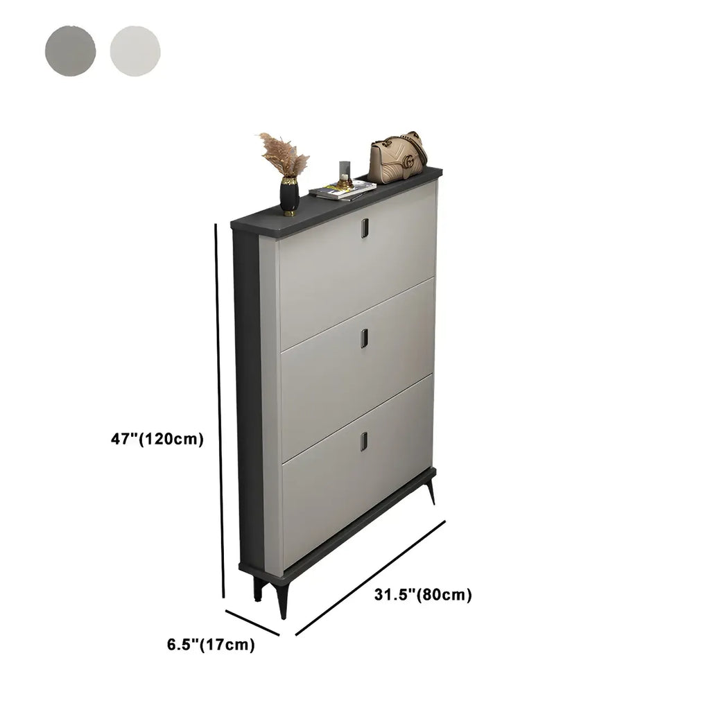 Entryway Grey/White Drop Front Shoe Storage Cabinet