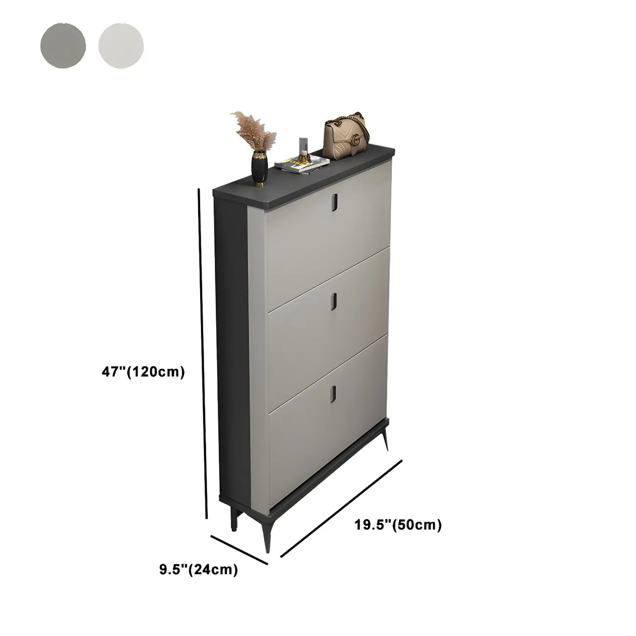 Entryway Grey/White Drop Front Shoe Storage Cabinet
