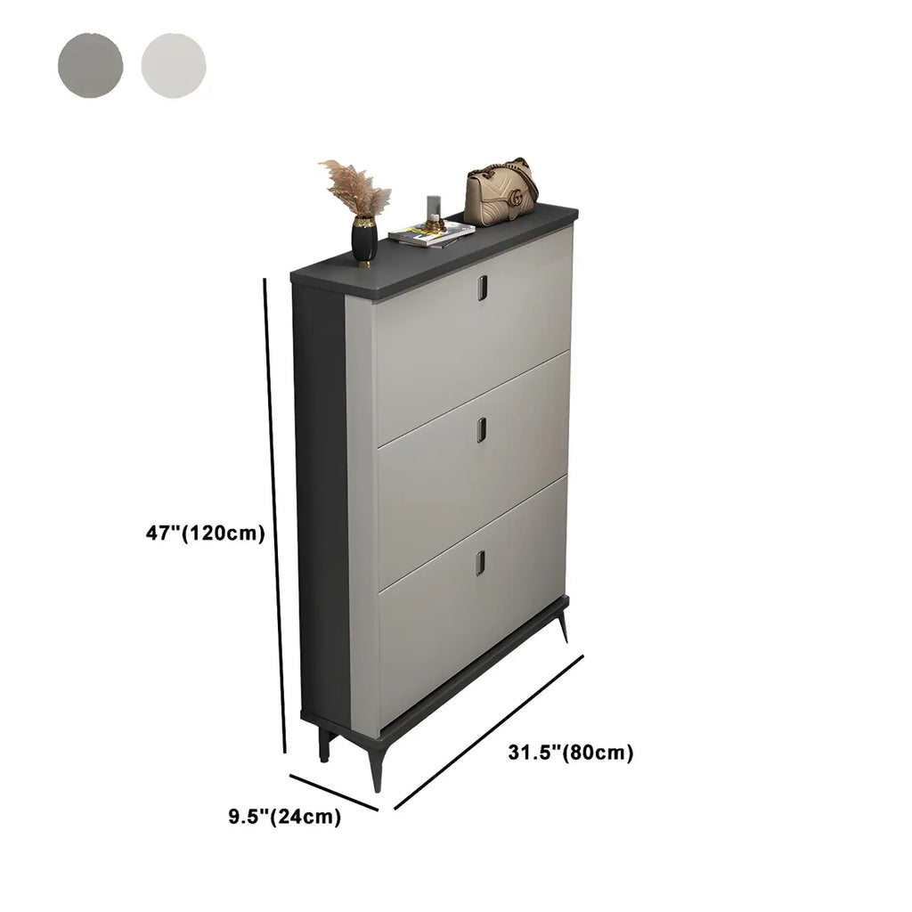 Entryway Grey/White Drop Front Shoe Storage Cabinet