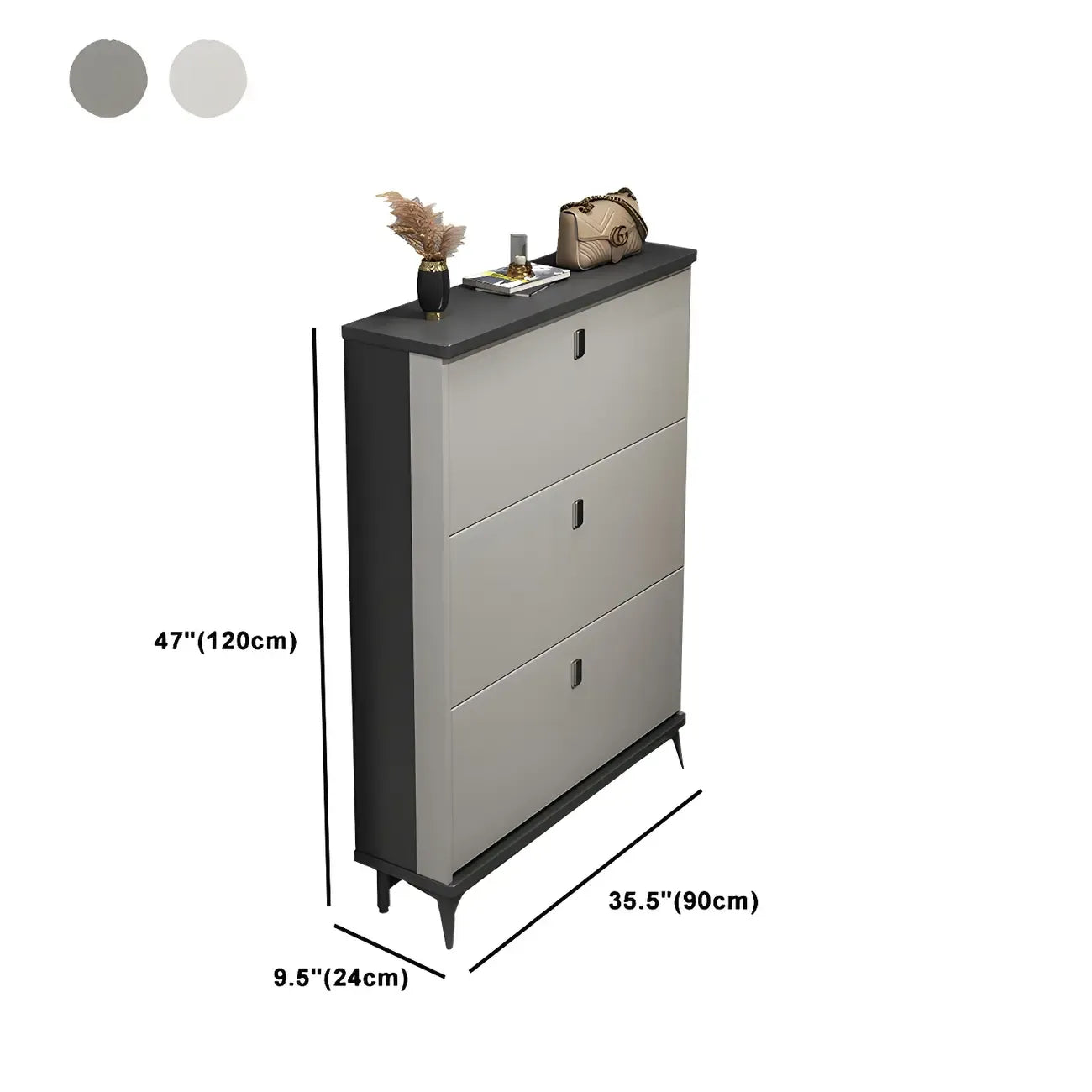 Entryway Grey/White Drop Front Shoe Storage Cabinet