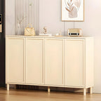 Cream White Wood Shoe Cabinet with Shoe Lattice