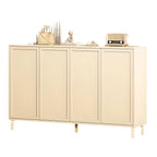 Cream White Wood Shoe Cabinet with Shoe Lattice