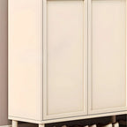 Cream White Wood Shoe Cabinet with Shoe Lattice