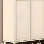Cream White Wood Shoe Cabinet with Shoe Lattice